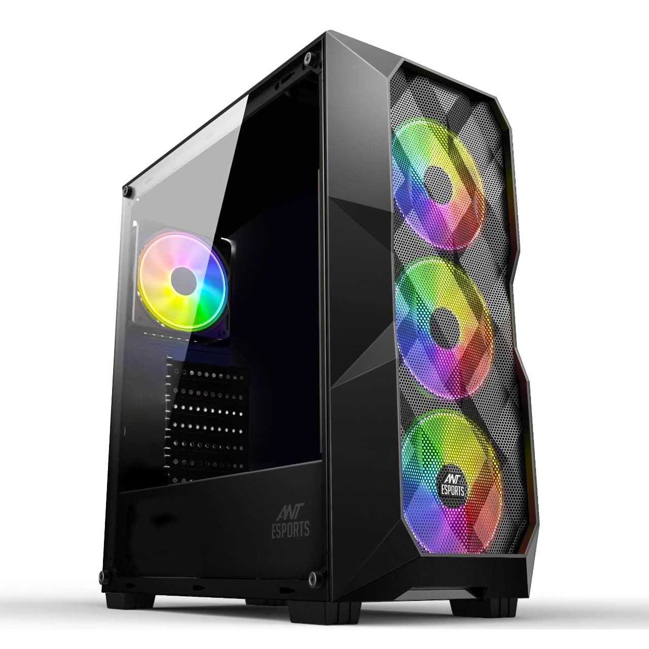 Ant Esports ICE-300 Mesh V2 Mid Tower Gaming Cabinet | High Airflow Mesh Front Panel | 4 Pre-Installed 120mm ARGB Fans | ATX, Micro-ATX, Mini-ITX Motherboard Support | Liquid Cooling Ready (Black)