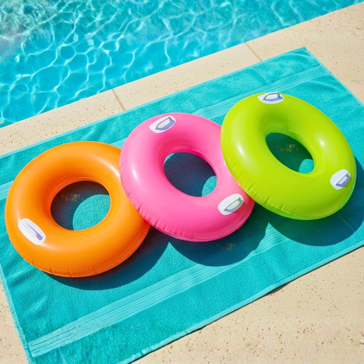 Toy Imagine™ Inflatable Ring Pool Swim Float Tubes with Handle for Fun Pool Party for Kids and Adults