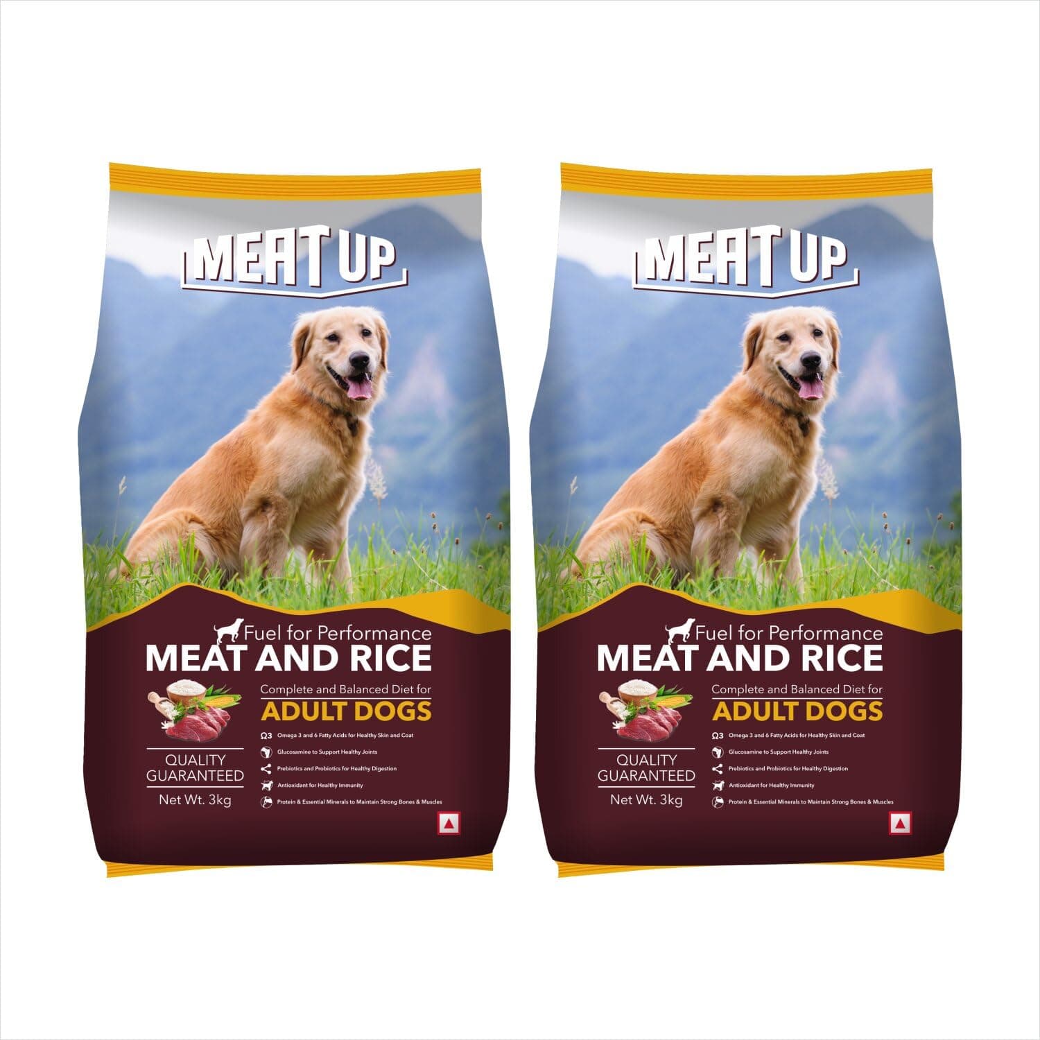 Meat Up Meat and Rice Adult Dry Dog Food, Total 6 kg
