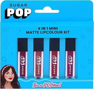 SUGAR POP 4 in 1 Mini Matte Lipcolour Kit | Vitamin E | Smudgeproof | Long-lasting Wear | 4 N x 1.1 ml - 01 Cult Classics