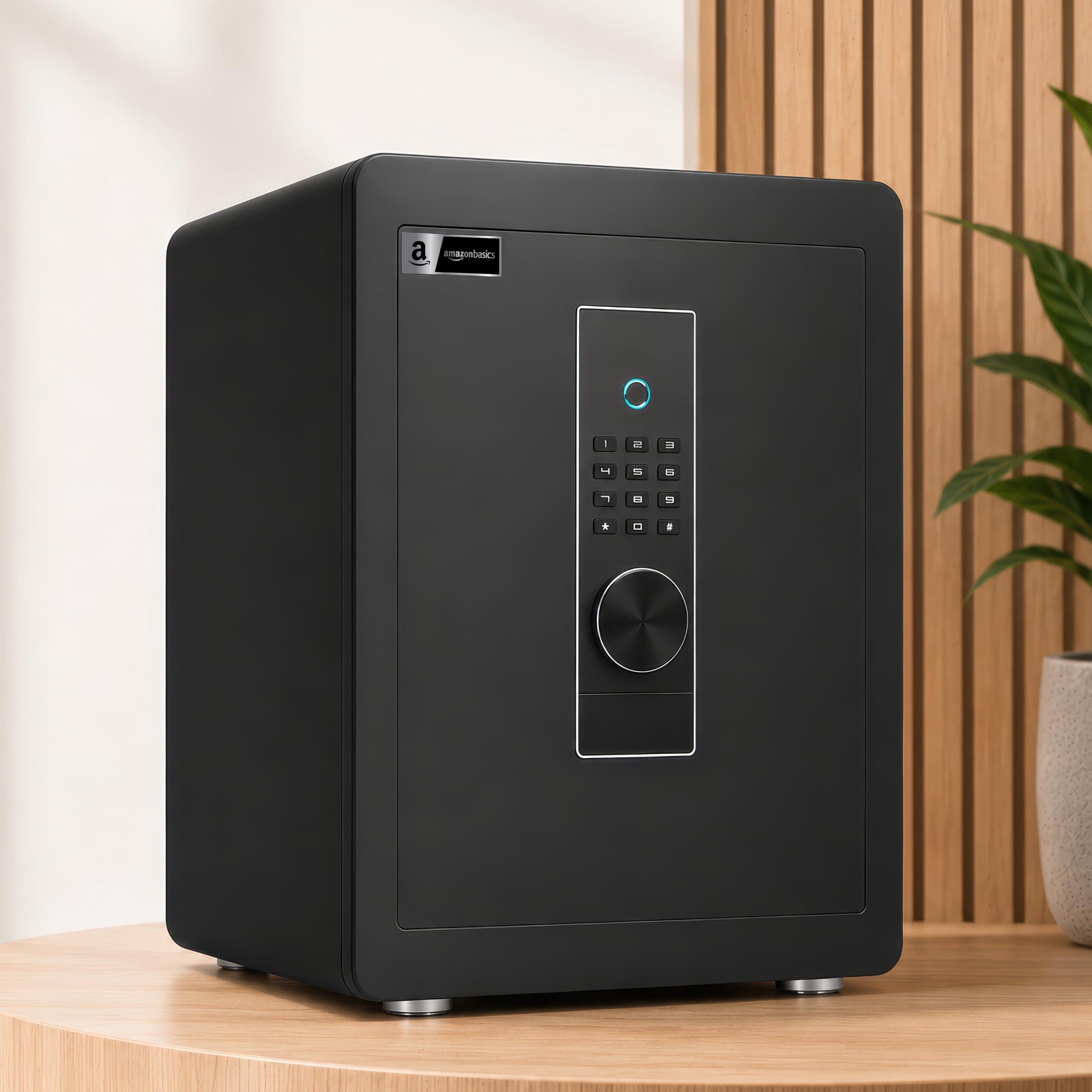 Amazon Basics Gross Capacity - 51L (Net - 46L), Biometric Fingerprint + Password Safe Locker Box for Home & Office | Digital Electronic Security Locker Safe With Dual Access, Anti Theft Steel Body