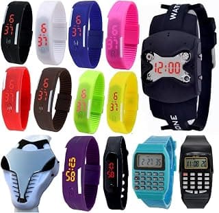 Pappi Boss Pappi-Haunt Latest Trendy Silicone Digital Sports Jelly Slim Led Band Smart Watches(Pack of 14)