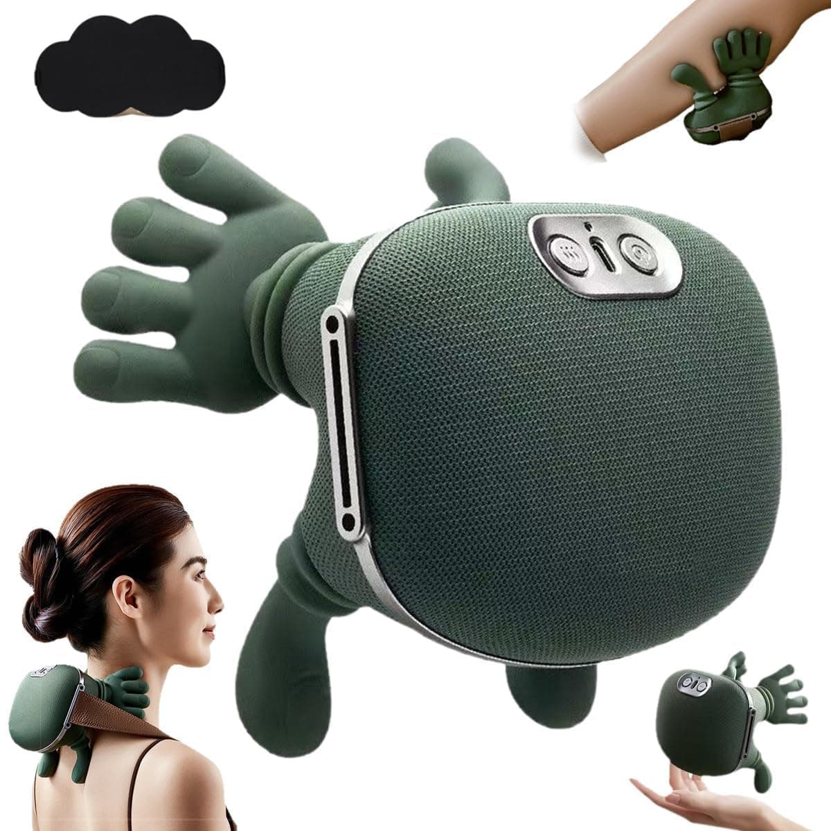 YOGIMOONI Bionic Heated Massager, Wireless Portable Shiatsu Neck and Back Massager, Electric Deep Tissue 4D Kneading Massage, Simulated Human Hand Design for Pain Relief and Muscle Relax