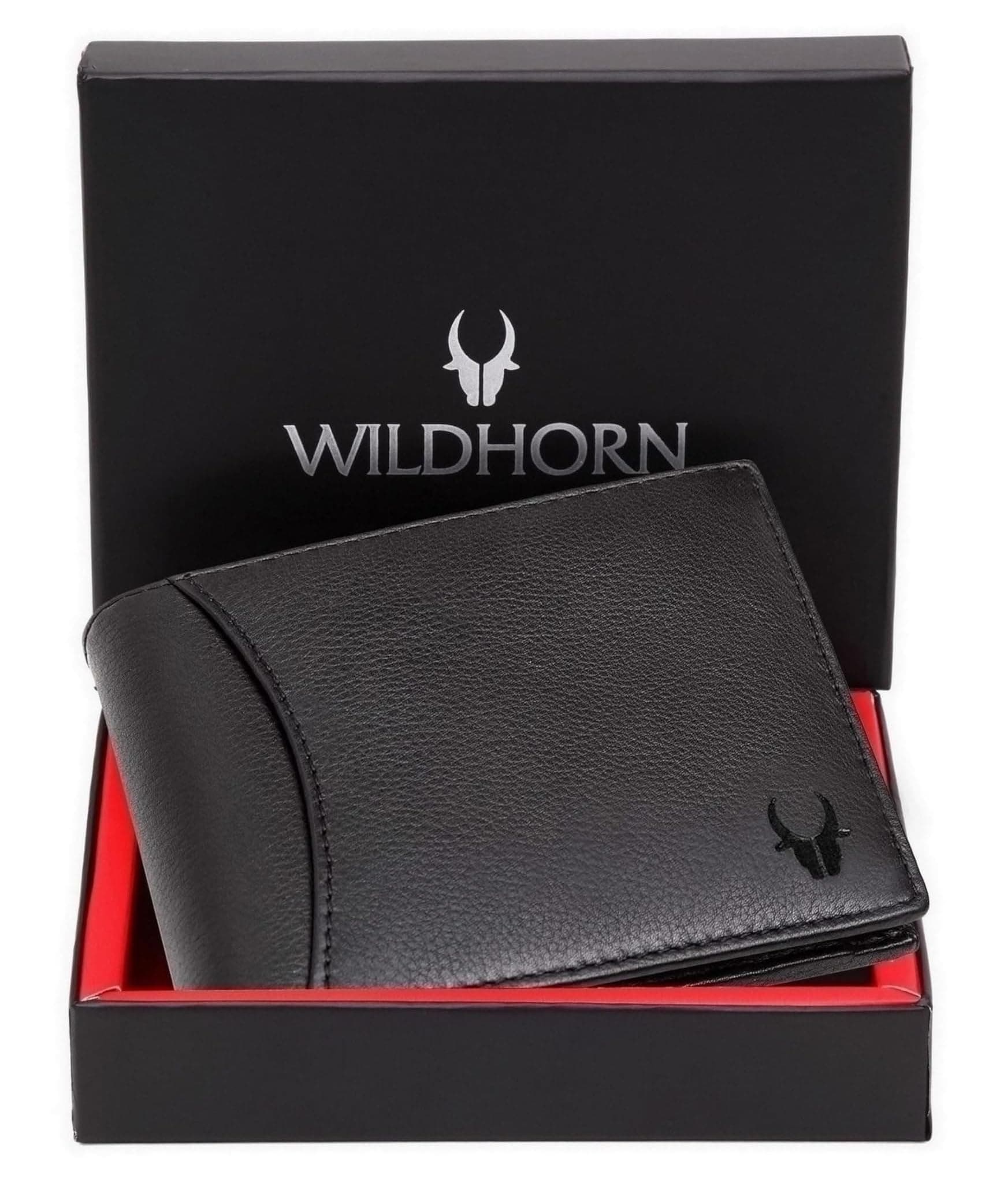 WildHorn RFID Protected Leather Wallet for Men, Jade Black