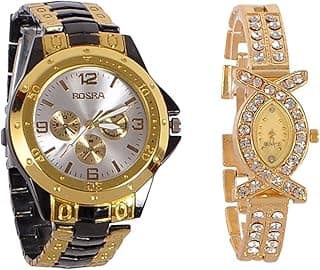 ROSRA Stainless Steel Analog Couple Watchs Analog Watch - for Couple