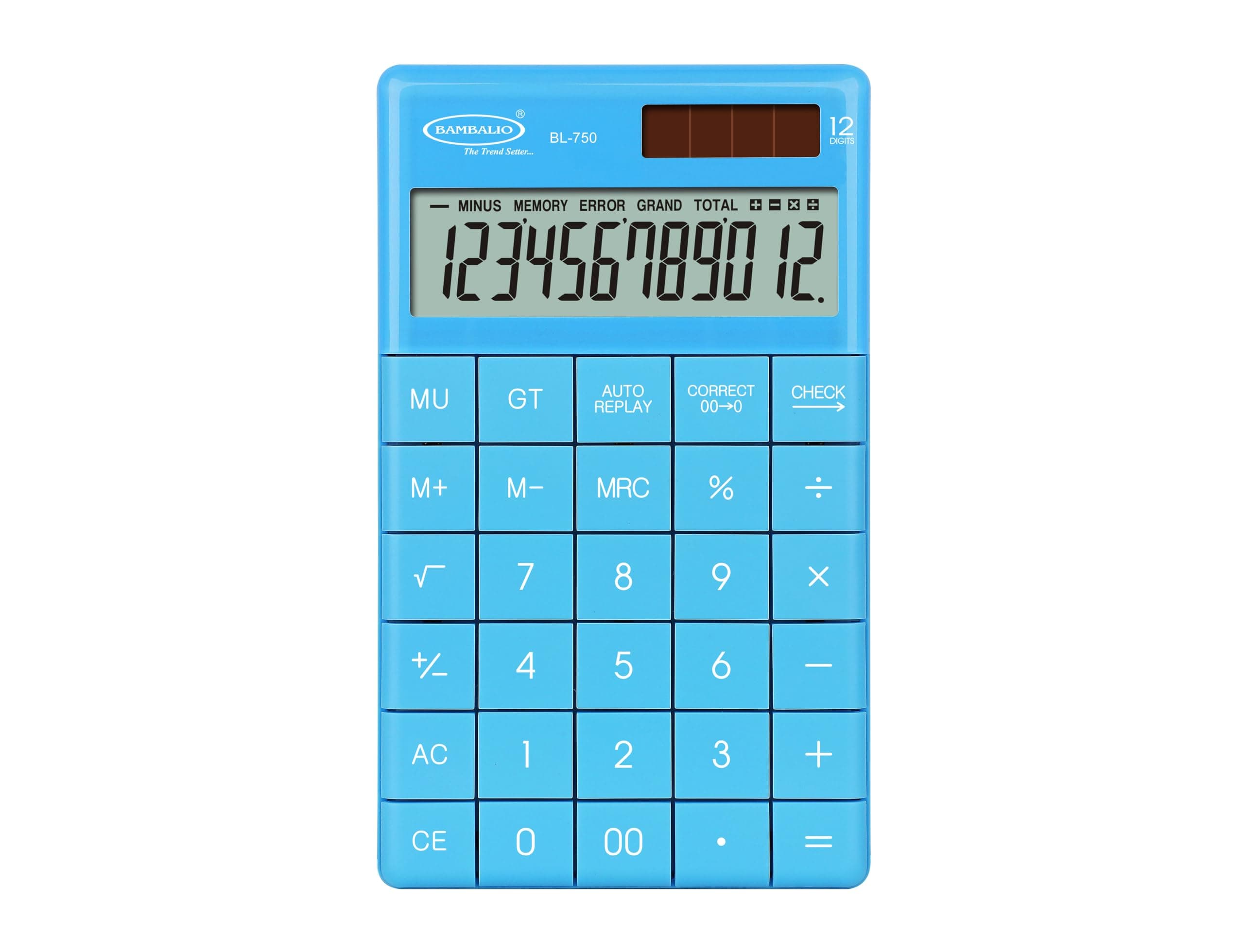 Bambalio 12 Digits BL-750 Blue Smart in Fashion Big Size Large Display Calculator 3 Years Warranty.