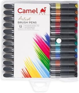 Camel Artist Fine Brush Pen Set - 12 Shades, Assorted