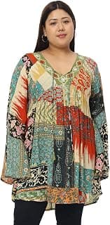 Floral Printed Tunic V Neck Blouse Summer Fit and Flare Casual Stylish Longline Top for Women Plus Size