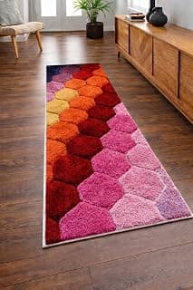 Naze Shaggy Carpet for Living Room Modern Geometric Rug Soft Thick Plush Area Rug | Home Floor Décor,Hall,Bed Room, 1.5X4 Feet (Box Multi 3D)