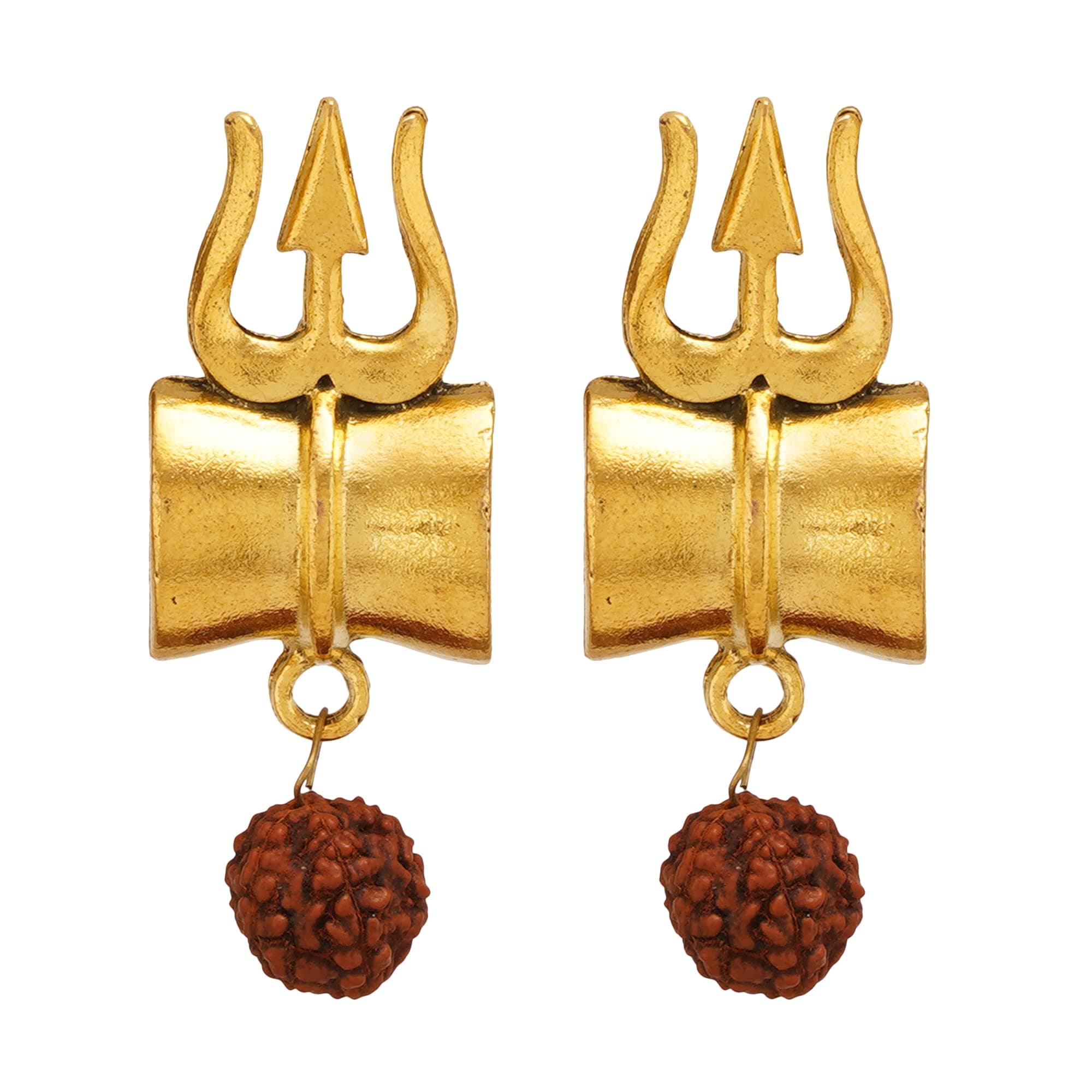 Shreyadzines Aesthetic Oxidized Polish Exclusive Shiva Om Trishul Rudraksh Dangle Jhumka Earrings for Women and Girls