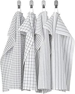 Ikea Cotton Tssp Tea Towel, White/Dark Grey/Patterned45X60 Cm (18X24)(Pack of 4), 200 TC