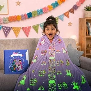 Famyo® GlowMaxx Glow Blanket for Kids – Mira the Mermaid | Soft Flannel Double Bed Blanket 200×152 cm | Glow in Dark Winter Blanket | Safe & Lab-Tested | Best Gift for Kids (Purple)