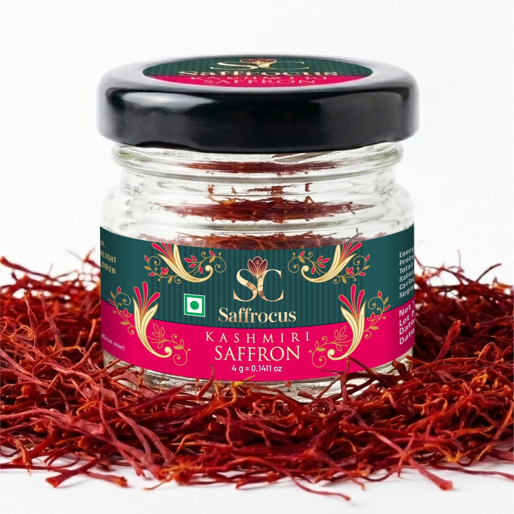 SAFFROCUS 4 Gram Premium Kesar Saffron Original - Pure Kashmiri Mongra Kesar | Organic Saffron For Cooking, Milk, & Pooja | Kashmiri Kesar A+ Grade (4Gm)