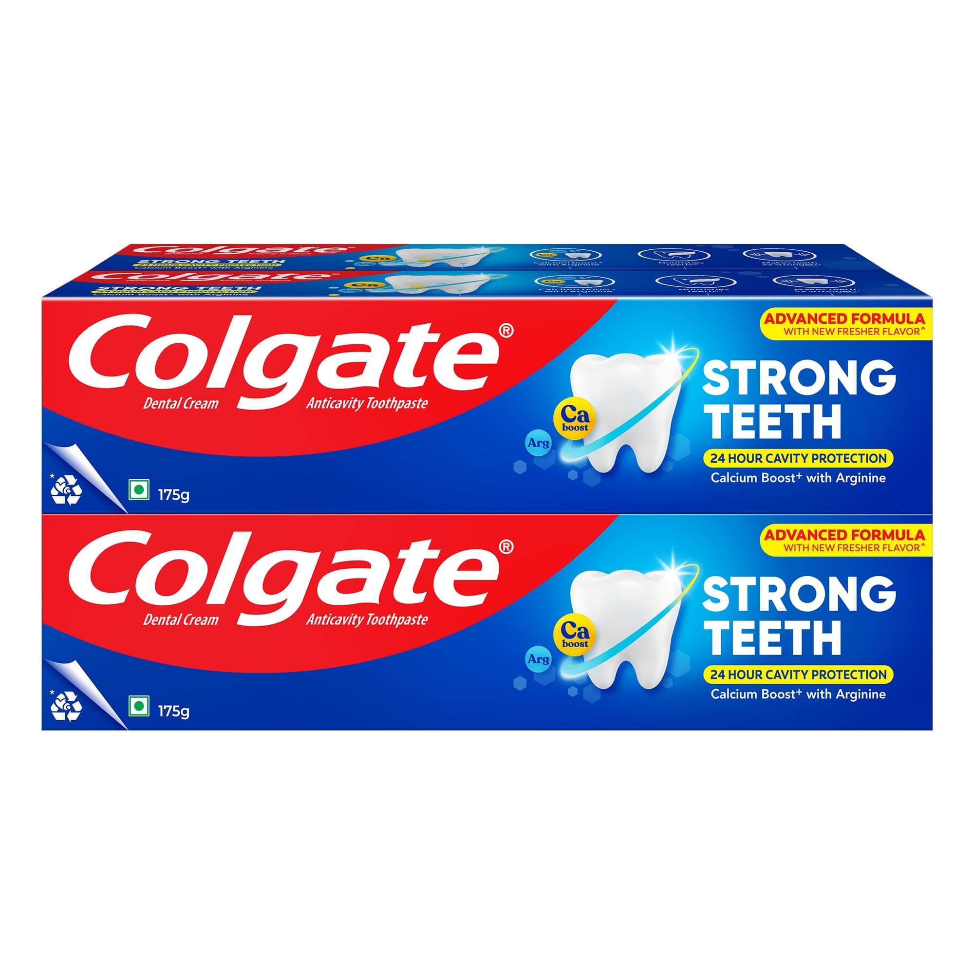 Colgate Strong Teeth Calcium-Boost Toothpaste, 700g (175g X 4) | 2X Stronger Teeth, Protects Enamel, Whitens Teeth, Fresh Breath, Prevents Cavities