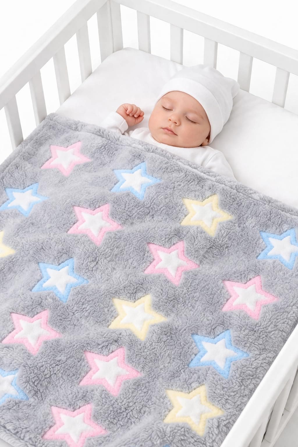 First Kick Luxury Soft Baby Blanket Pack of 100 x 75 cm Premium Fleece Newborn Swaddle Wrap | Baby Bath Towel All Season Blanket for 0-12 Months Crib Stroller Travel Use
