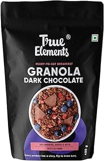 True Elements Granola Dark Chocolate 400g - Baked Granola | Almonds, Berries & Dark Chocolate | Granola for Breakfast | High Fibre Cereal | Diet Snack