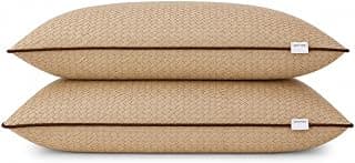 Amazon Brand - Solimo Microfibre & polyester 2-Piece Premium Bed Pillow Set, Microfibre, Brown, 43 X 69 X 17 Cm