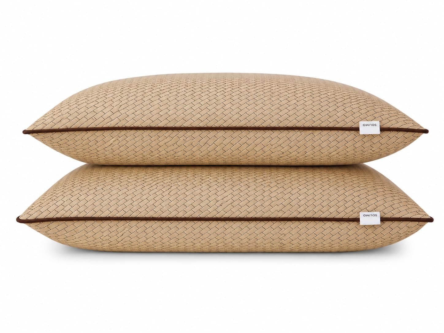 Amazon Brand - Solimo Microfibre & polyester 2-Piece Premium Bed Pillow Set, Microfibre, Brown, 43 X 69 X 17 Cm