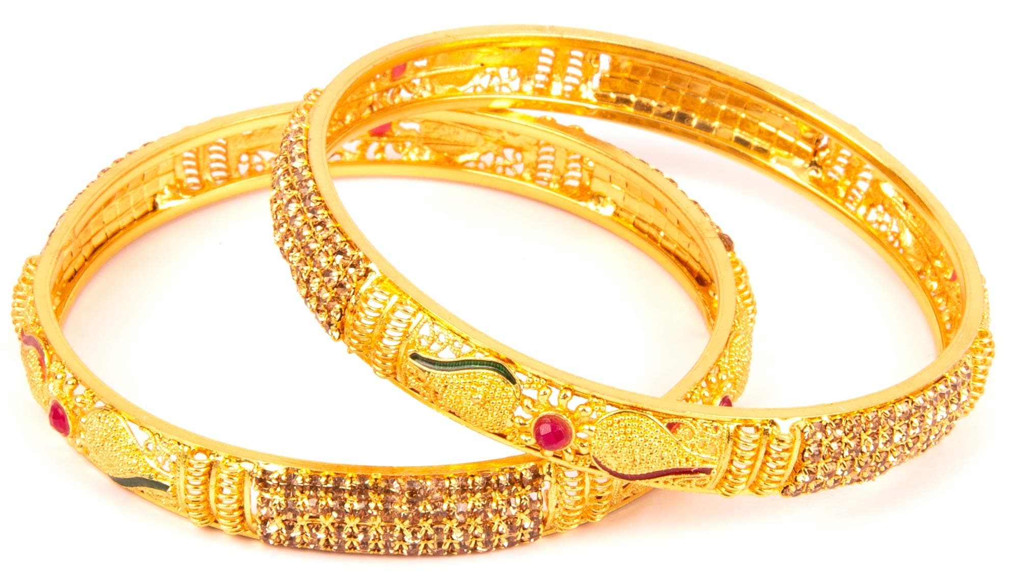 Swara Creations Golden Brass bangle set/Kadas for Women & Girls (2Pcs)