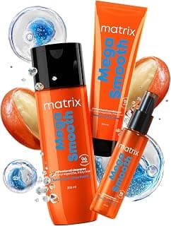 Matrix Mega Smooth Shampoo (200ml), Conditioner (100ml) & Serum(100ml) Combo with Shea Butter for Frizzy Hair | Max Smoothness for 4 Days | Used by 1 Lakh Hairstylists* | For All Hair Types