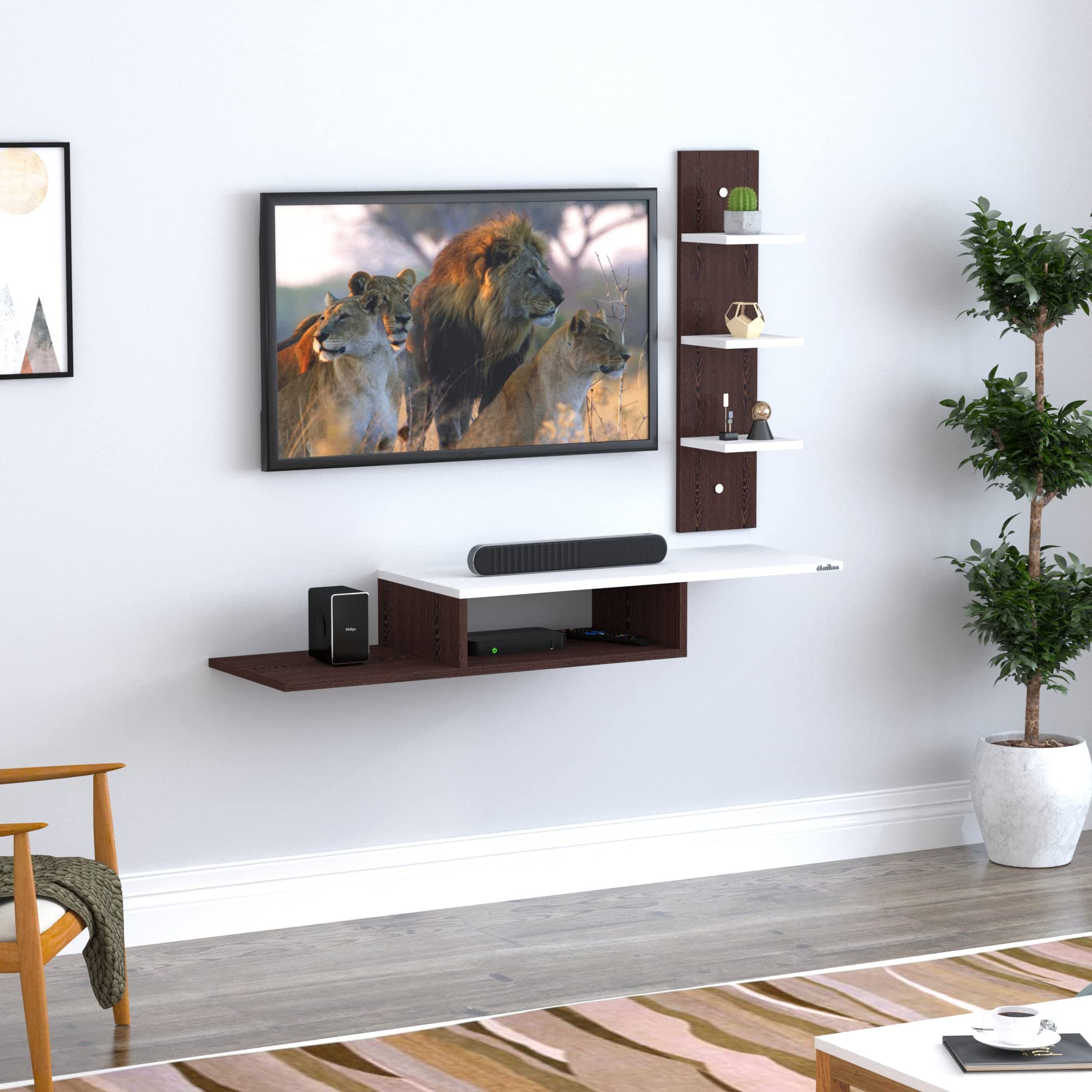 Anikaa Thomas Engineered Wooden TV Unit/TV Stand/Wall Mounted TV Unit/TV Cabinet/TV Entertainment Unit (Wenge White) - Ideal for Upto 43"(D.I.Y)