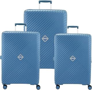 American Tourister Set (55+68+79 CM) Check-in Trolley Bag with Combination Non TSA Lock & 8 Wheels Hard-Sided PC Medium Suitcase/Trolley Bag with Double Spinner Wheels/Luggage for Men & Women (Blue)