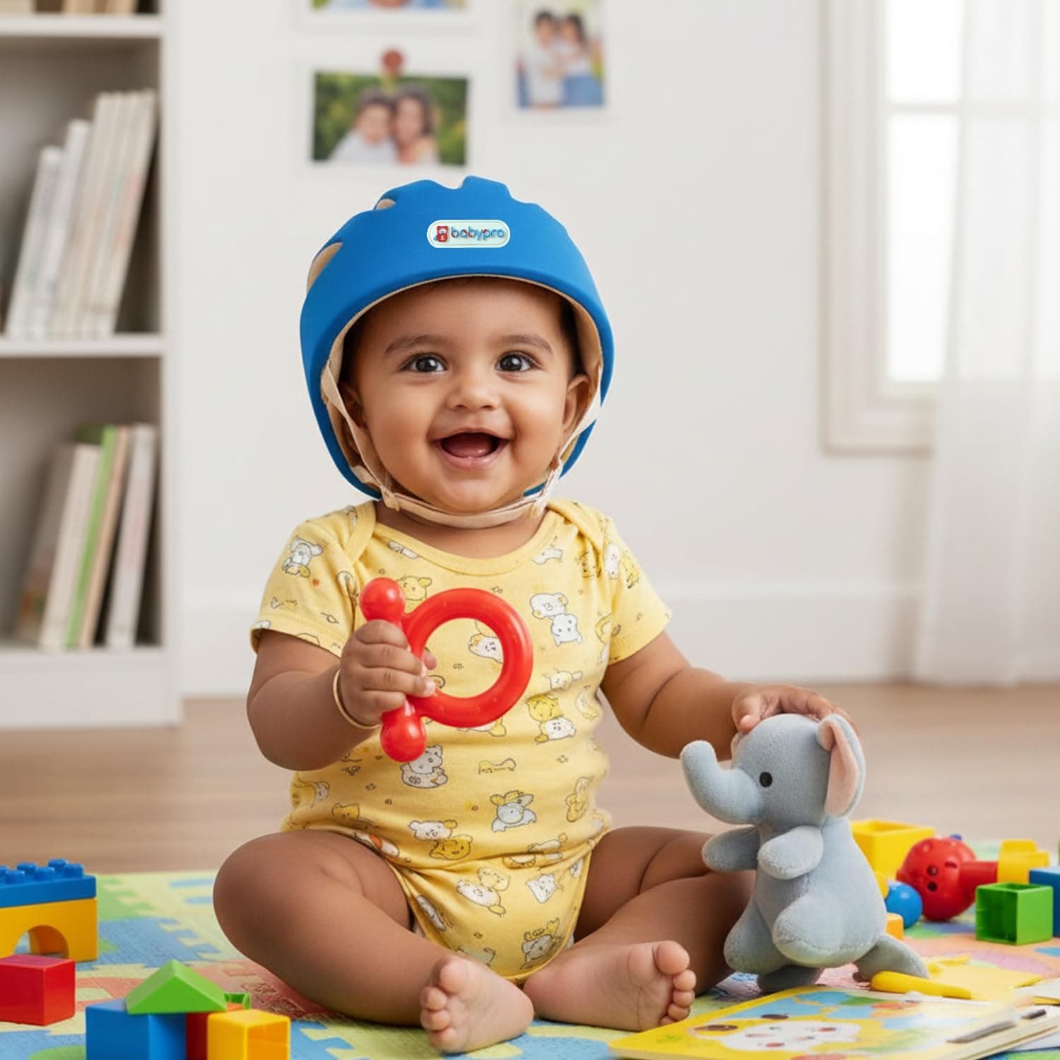 BabyPro Baby Head Safety Helmet for 6 Months to 2 Years Old Infants | Adjustable Strap with Lightweight Soft Padding, Air Ventilation, Malibu Blue