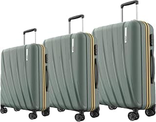 Safari Polyproplyene Hard Shell Cairo 8 Wheels, 5 Years Warranty (Cabin & Check-in) Trolley Spinner Luggage Set of 3, 55Cm, 66Cm & 75Cm, Small, Medium, Large (SAGE Green)