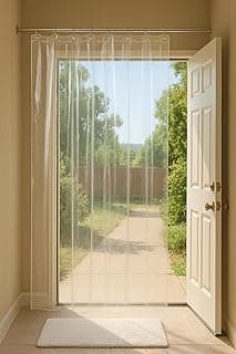 STITCHNEST PVC Transparent AC Curtain | Waterproof Door Curtain | Quick Water Release | Dust & Insect Protection | Energy Saving Cooling Barrier | 7 Feet (Pack of 1)