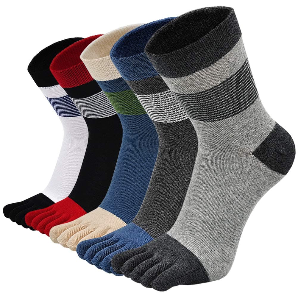 Men's Toe Socks Crew Running Five Finger Socks Cotton
