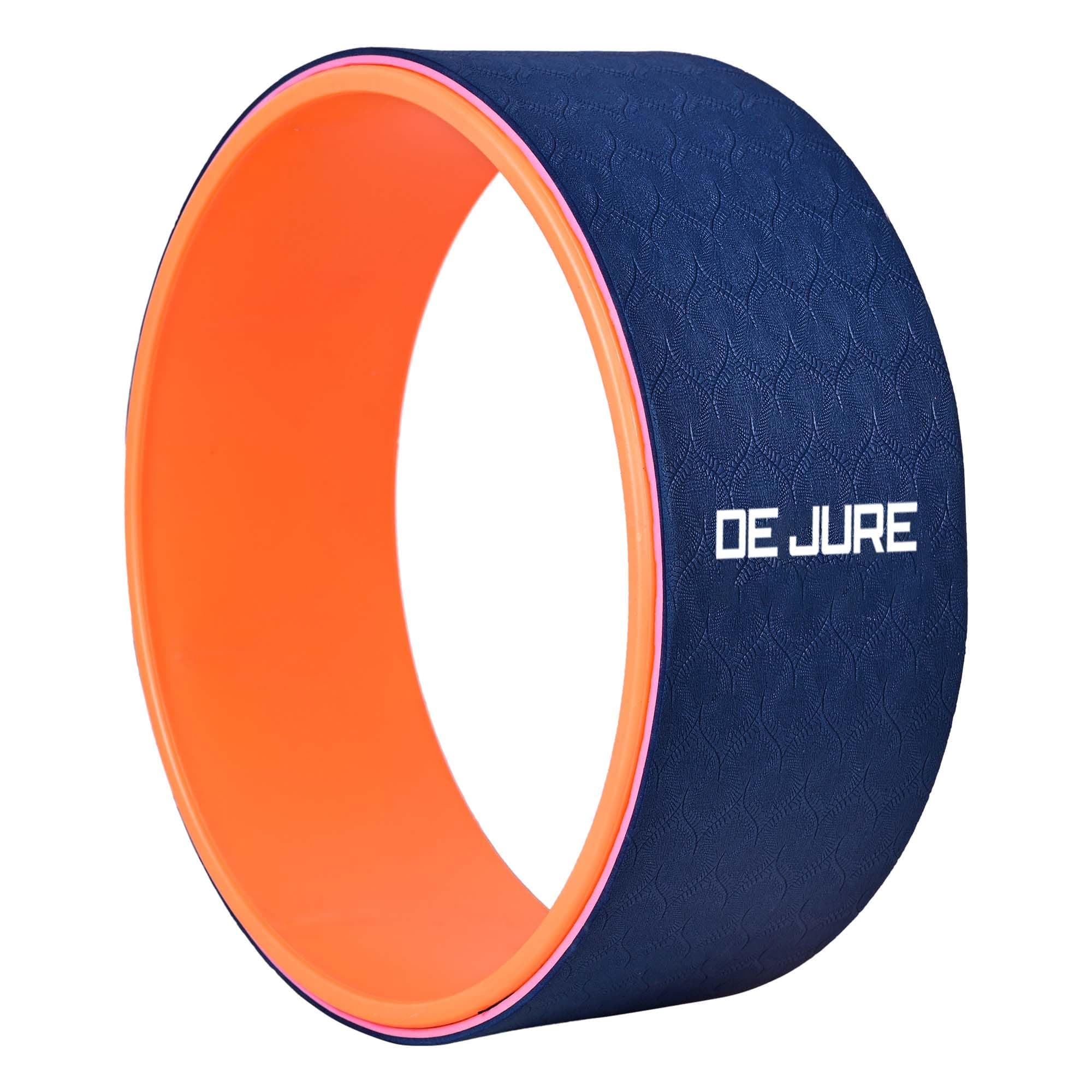 De Jure 13-Inch Yoga Wheel for Back Pain Relief & Flexibility | Durable Foam Yoga Prop with Soft Padding for Backbends, Massage, & Exercise - Pack of 1 in Orange, Navy Blue & Pink