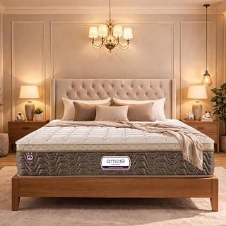 AMORE Medico 8-Inches Plush Quilted Eurotop Pocket Spring Mattress|72x48x8 Double Size|Medium Soft|7-Zone Motion Isolation|CertiPUR-US Certified HR Foam|CertiGuard Technology