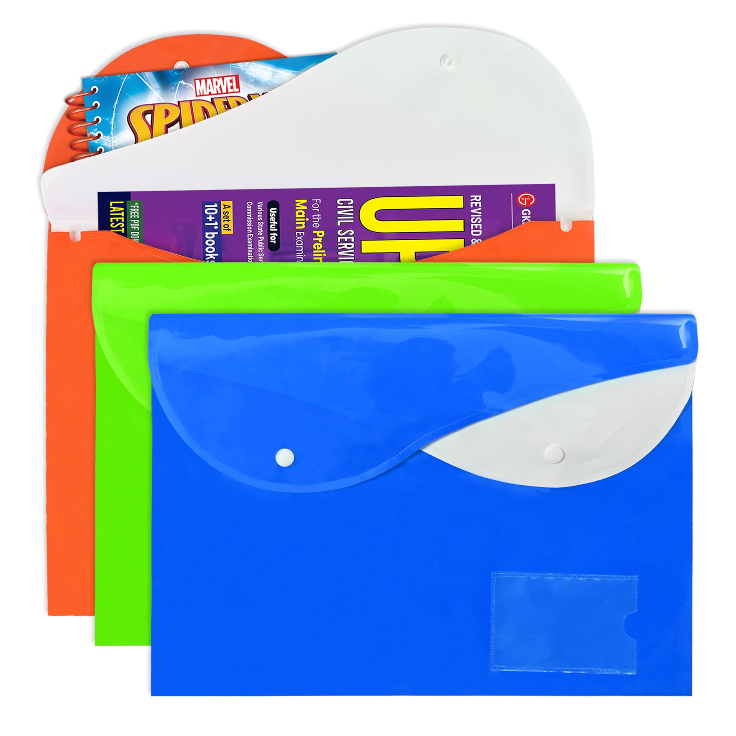 Trueflair Colorful Twin Folder File Bags with Double Flap Opening, Water Resistant, Capacity – Can Hold A4 Size 140 Sheets (Pack of 3 - Random)