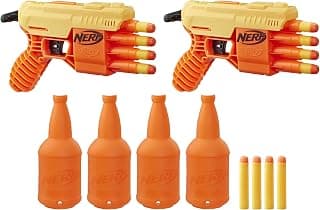 Nerf Fang QS-4 Dual Targeting Set, 2 Toy Blasters, 4 Half-Targets, 12 Darts For Kids, Teens, Adults - Multicolor