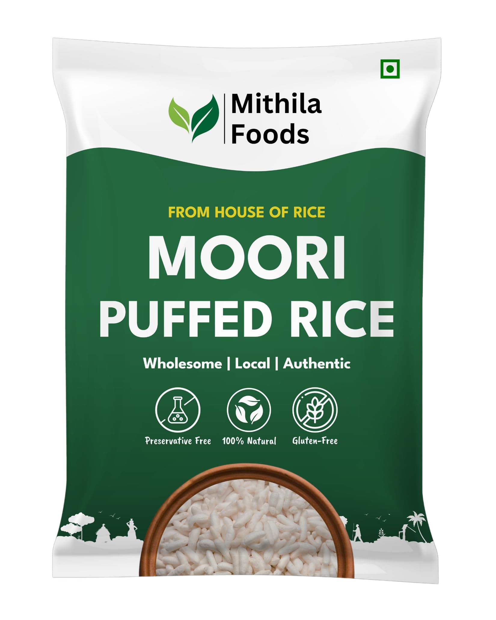 MITHILA FOODS 500g Plain Moori Puffed Rice Murmura | Organic Healthy Crunchy Vegan Gluten-Free | Low Calorie Fibre Rich Light Crunchy SMART Snack | Authentic Traditional Bihari Muri Bhel Snacks