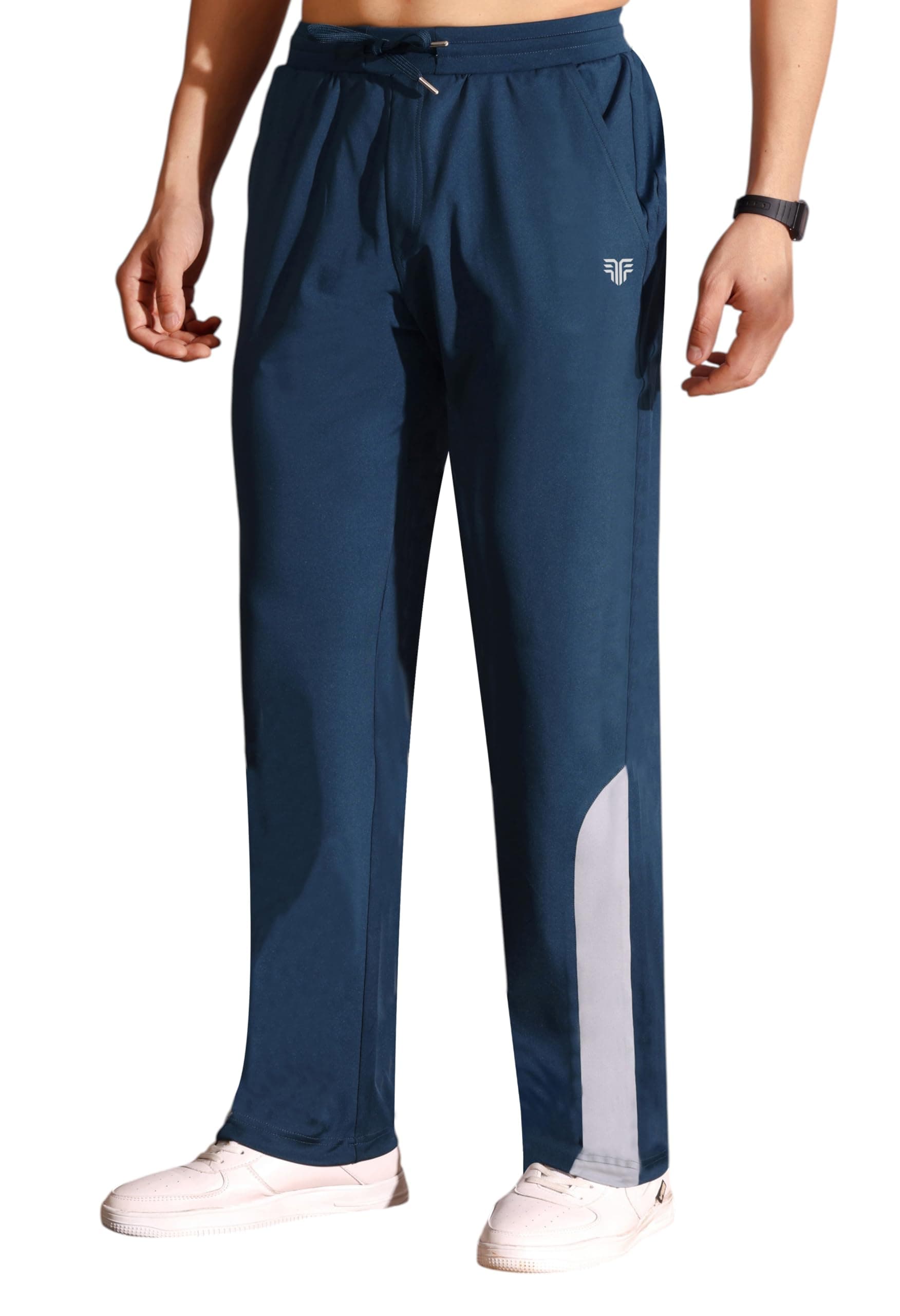 Flapfit Men's Solid Pattern Spandex Track Pant with Ankle Length Drawstring Closure Type and Loose Fit Jogger Style