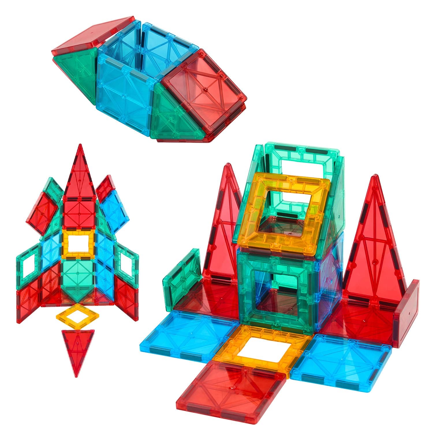Amazon Brand - Jam & Honey 22 Pieces Magnetic Tiles for Kids | STEM Toy | Magnetic Toys | Great Birthday Gift | Toys for Kids |Educational & Creative Toy