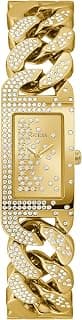 GUESS Starlit Analog Watch for Women with Champagne Rectangle Dial & Gold Stainless Steel Bracelet Band Water Resistant Women's Wrist Watches - GW0298L2