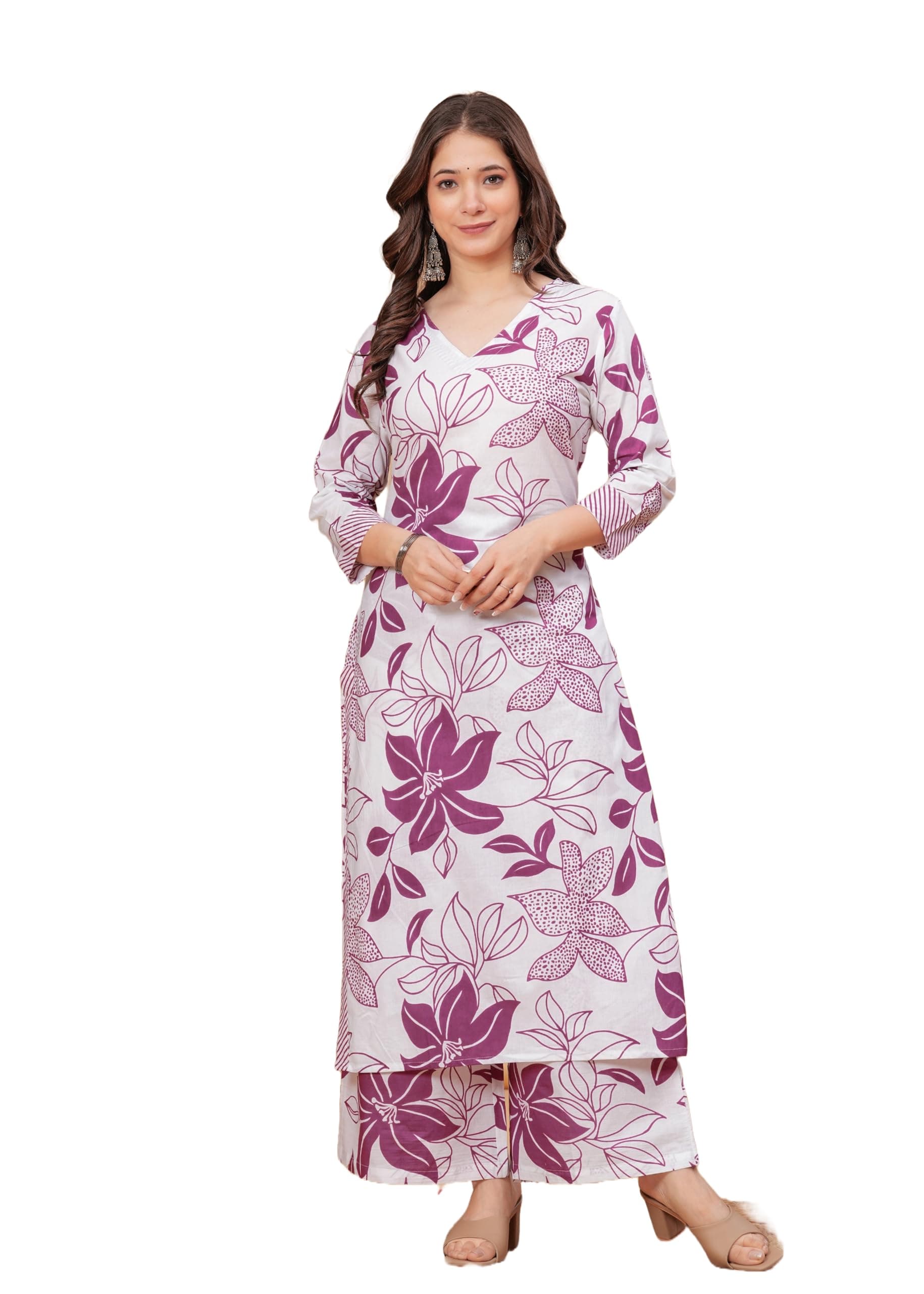 MEERA FAB Women's Rayon Straight Printed Kurta with Pant