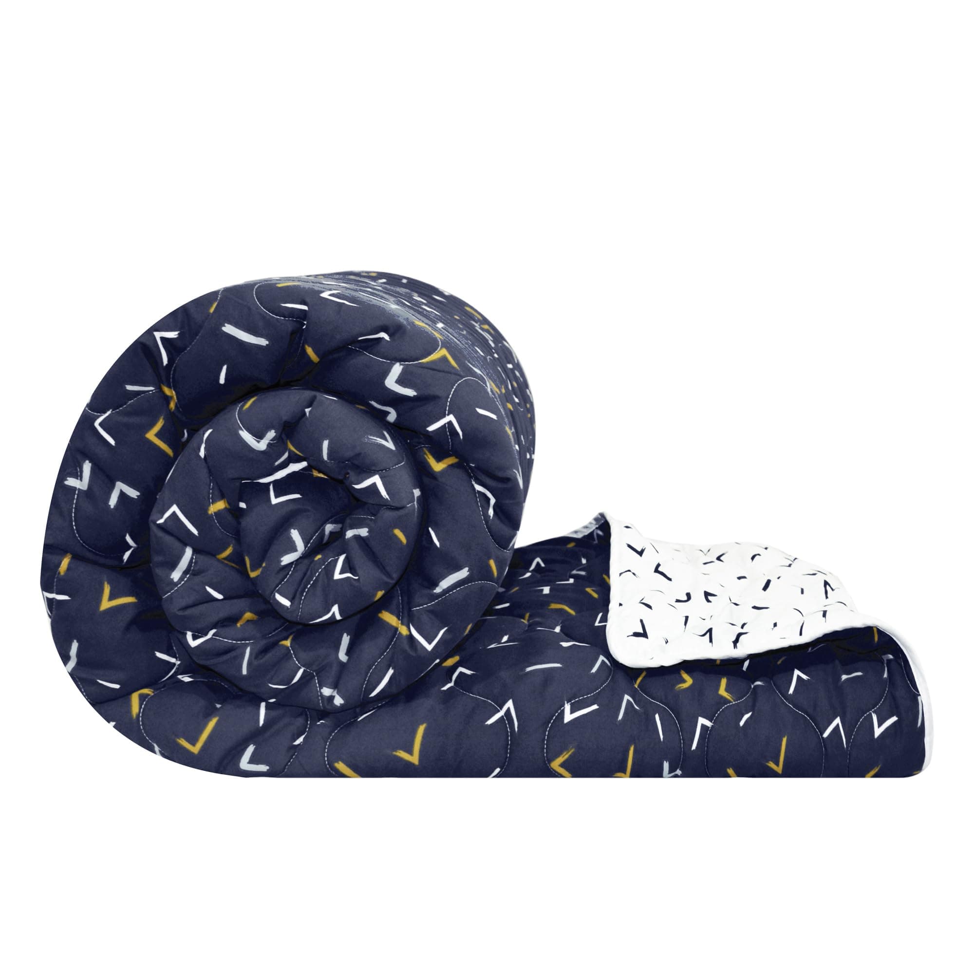 Divine Casa 120 GSM Microfiber Single Bed Comforter | Soft & Lightweight Reversible AC Blanket | All-Season 3-Layered Quilt | 230 x 140 cm, Navy Blue