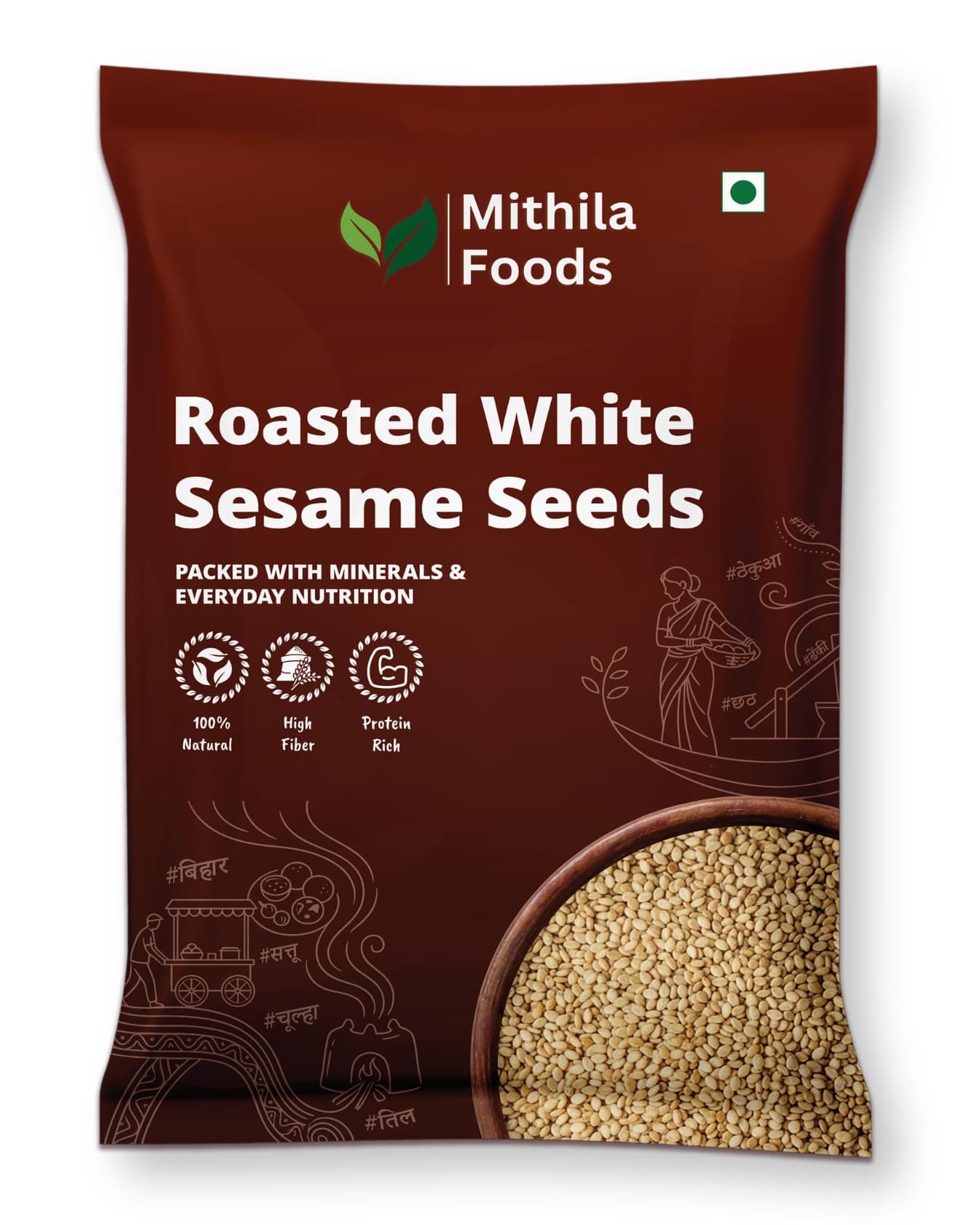 MITHILA FOODS 400g Roasted White Sesame Seeds | Premium Safed Til | Nutty, Aromatic & Crunchy | Calcium & Fiber Rich Superfood | For Laddoo, Chikki, Tadka, Baking & Salads | Authentic Taste of Bihar