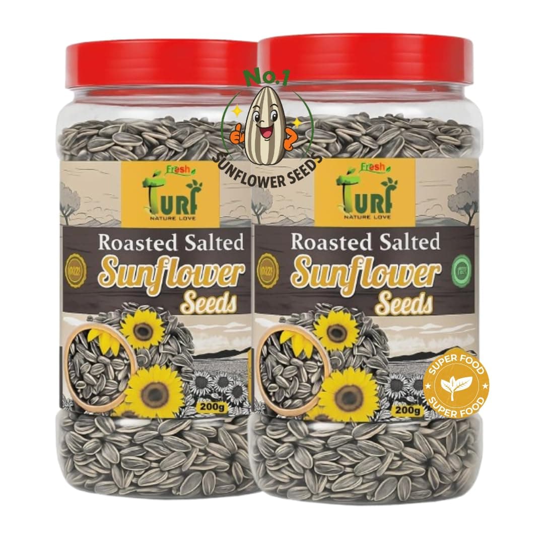 Turf Fresh Roasted Salted Jumbo Sunflower Seeds,Surajmukhi Beej – The Ultimate Superfood Snack![A+ GRADE SEEDS Vaccume Pack] (400_GMS_Box)