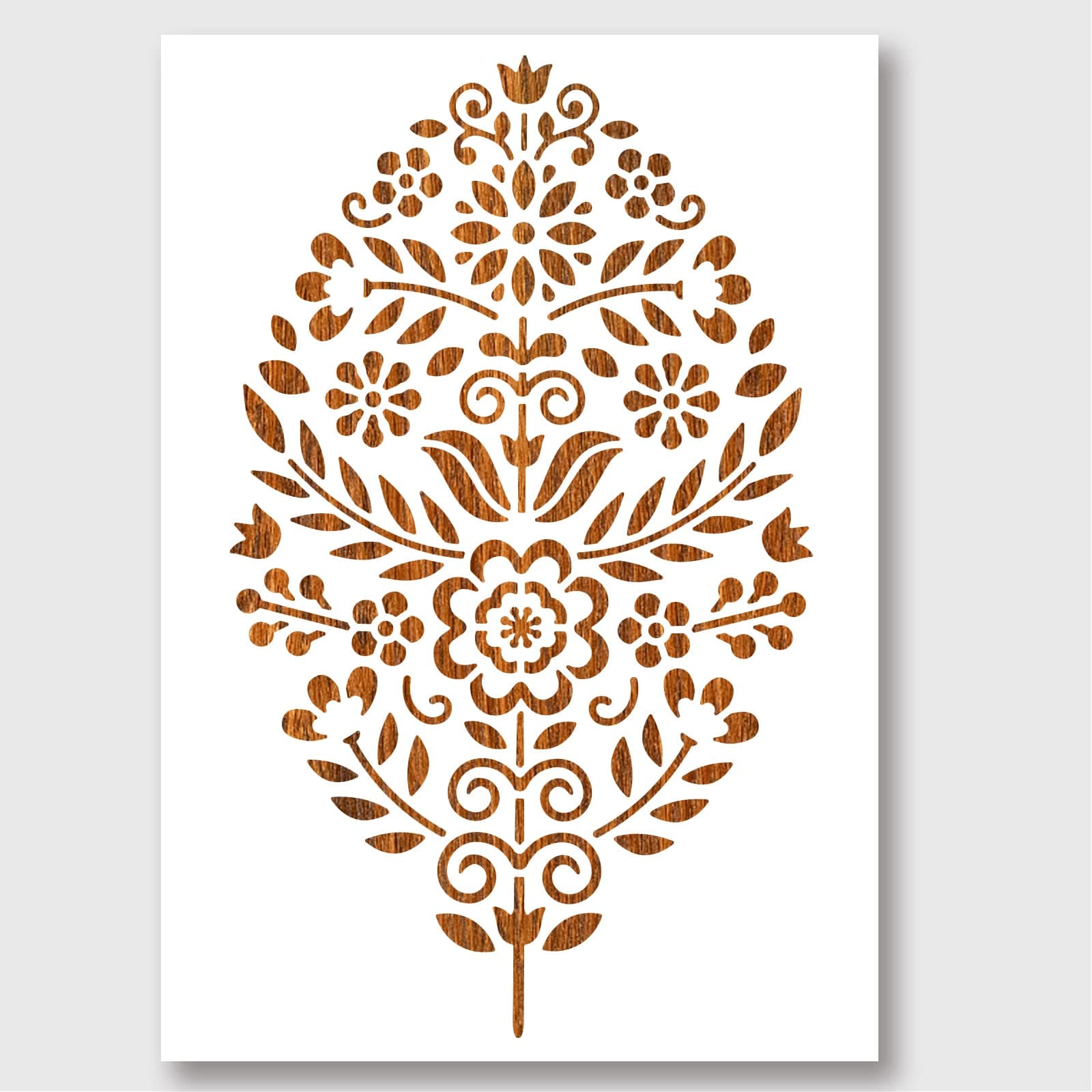 NBEADS Leaf Damask Stencil, Damask Pattern Wall Stencil Reusable Leaf Brocade Template DIY Art and Craft Stencils for Wall Painting Home Decor, 11.7×8 Inch