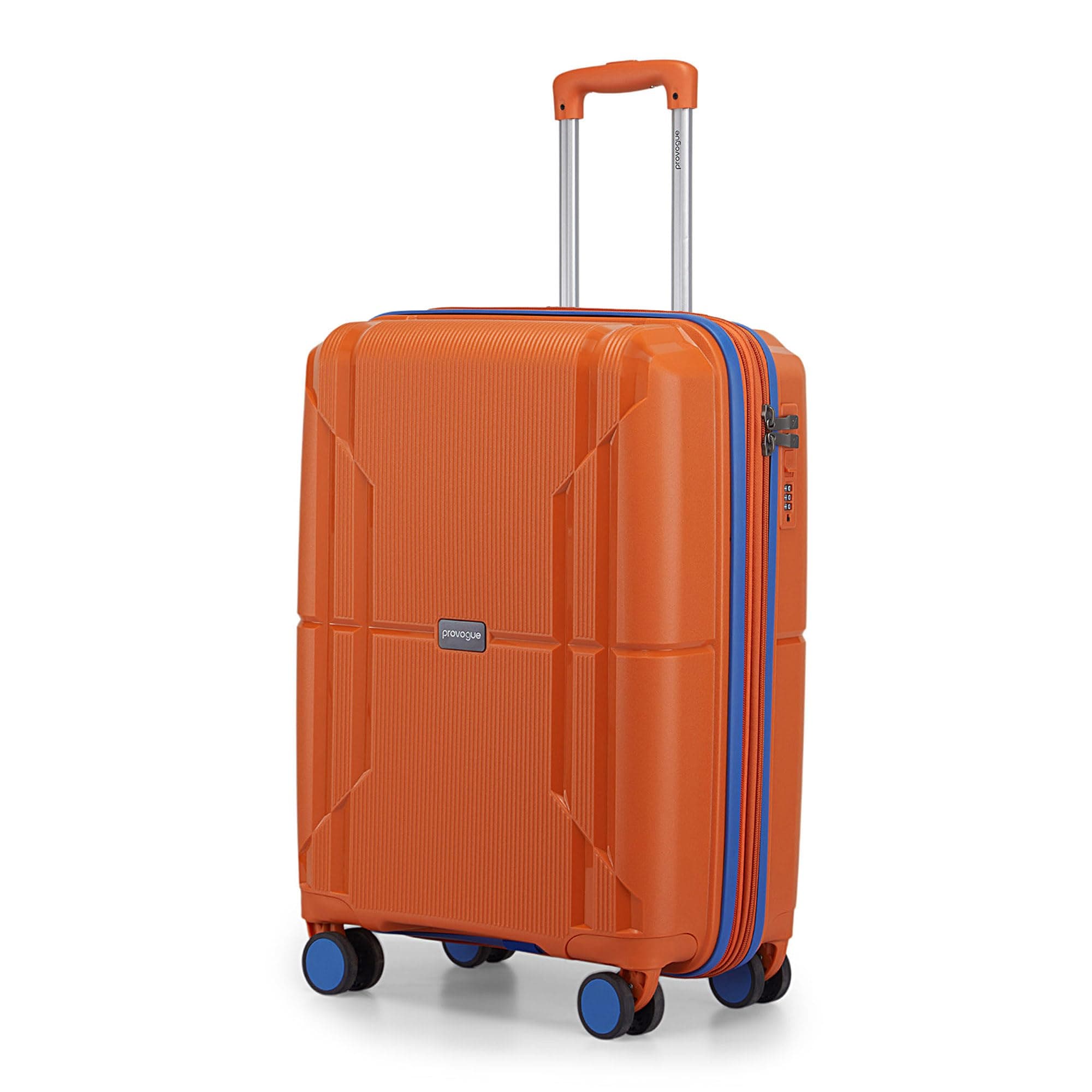 Provogue Lumina Hard-Sided PP 65 Cm Trolley Bags for Travel Medium Size | Expandable Luggage Suitcase with 8 Wheels | Combination Lock | 5 Year Warranty (Burnt Orange)