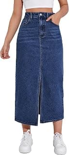 Shasmi Women's Spring/Summer Casual Front Split Thigh Straight Denim Skirt ll Denim Skirt for Women Long ll Skirt & top for Women ll Skirts for Women Long Length (Skirt 159)