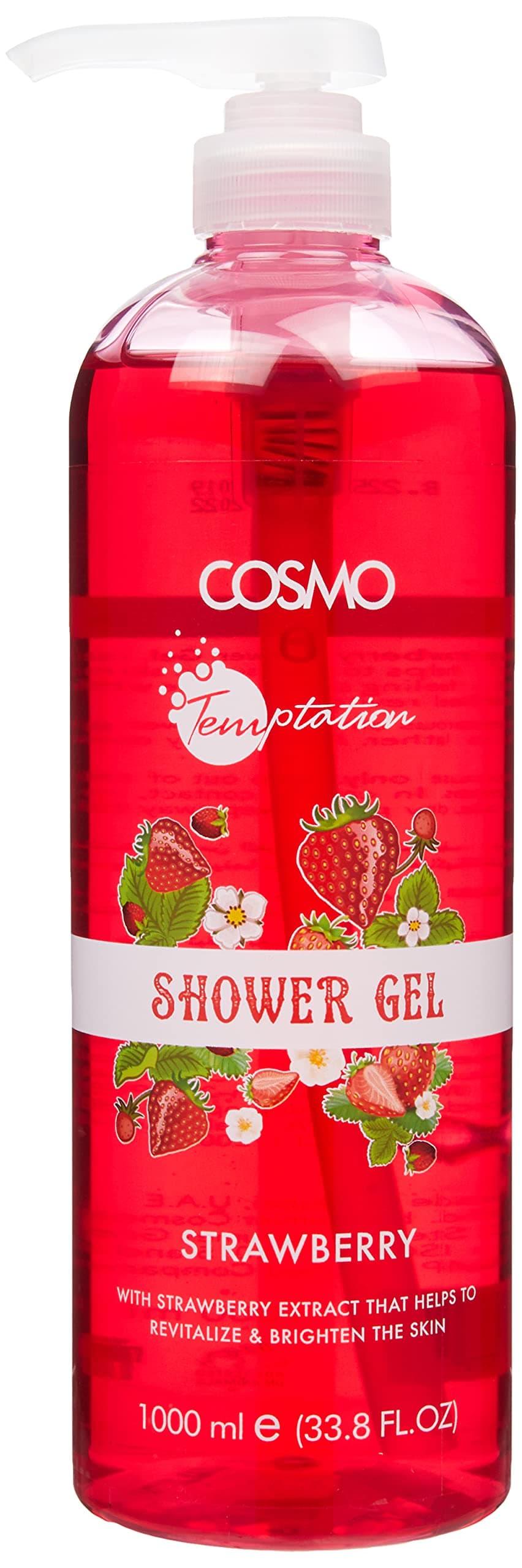 Cosmo Designs Temptation Shower Gel Strawberry, 1000ml For For Men & Women