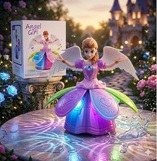 Angel Girl Dancing Doll Toy | Princess Frozen with Music & Light Projection | Flashing, Singing, Dancing and Rotating Perfect Toddler Girls Doll Toys for Girls (Battery Operated Angel Girl)