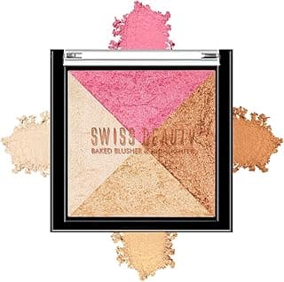 Swiss Beauty Baked Shimmer Blusher And Highlighter Palette For Face Makeup| Multicolor-5, 7 Gm |