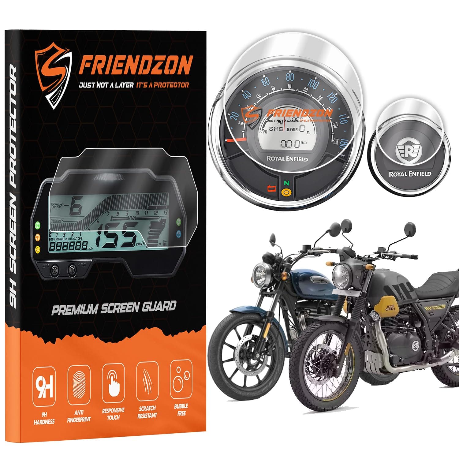 FriendZon 9H Screen Guard Protector For Royal Enfield Meteor 350 / Scram 411 / Hunter 350 || Instrument Cluster Protector || Anti Scratch || HD Clarity [Not Tempered Glass] (Pack of 1)