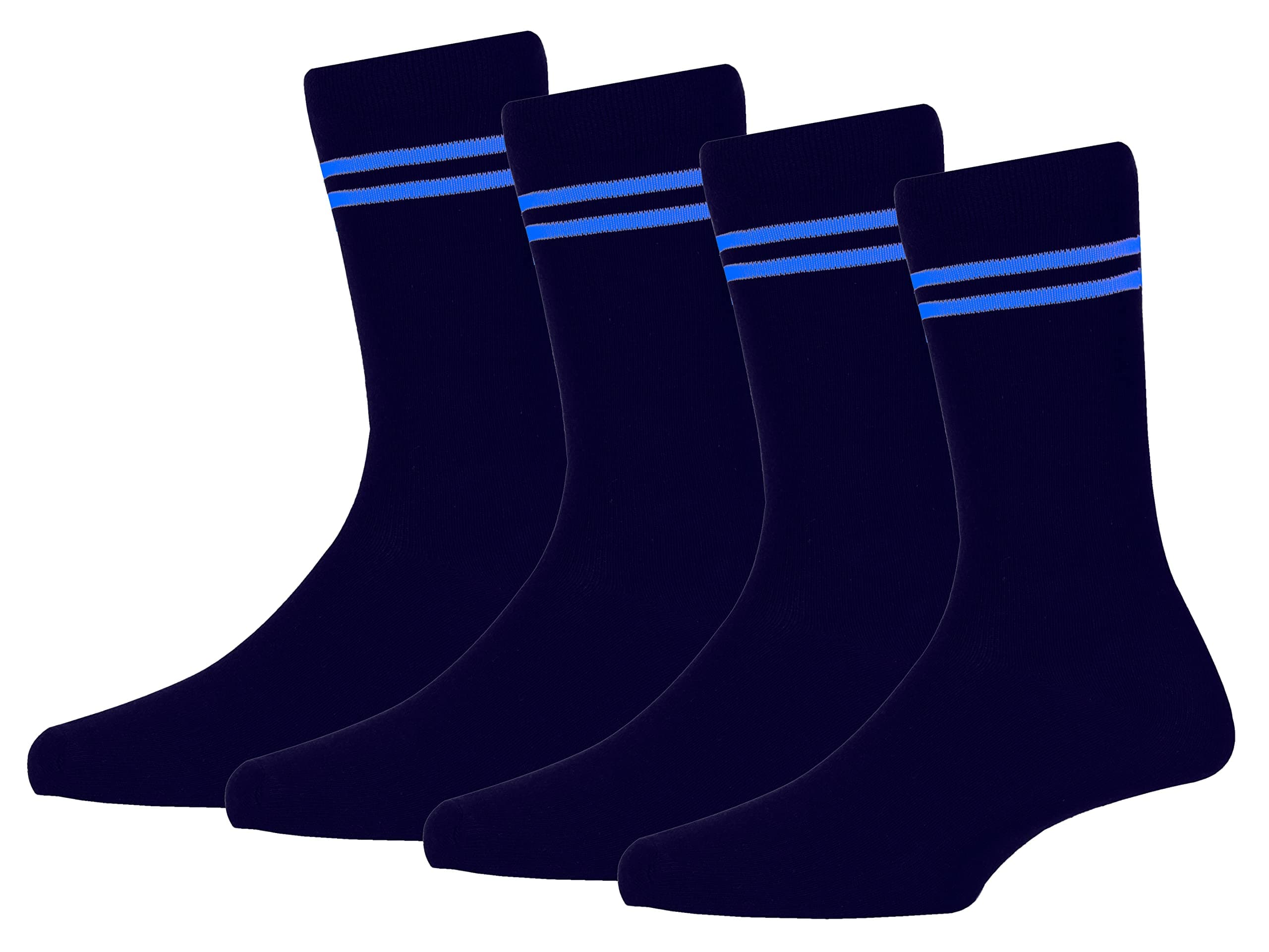 RC. ROYAL CLASS Boys & Girls Striped Organic Cotton Calf Length School Socks for Kids, Anti Odour Soft and Breathable Uniform Socks (Pack of 4 Pairs)